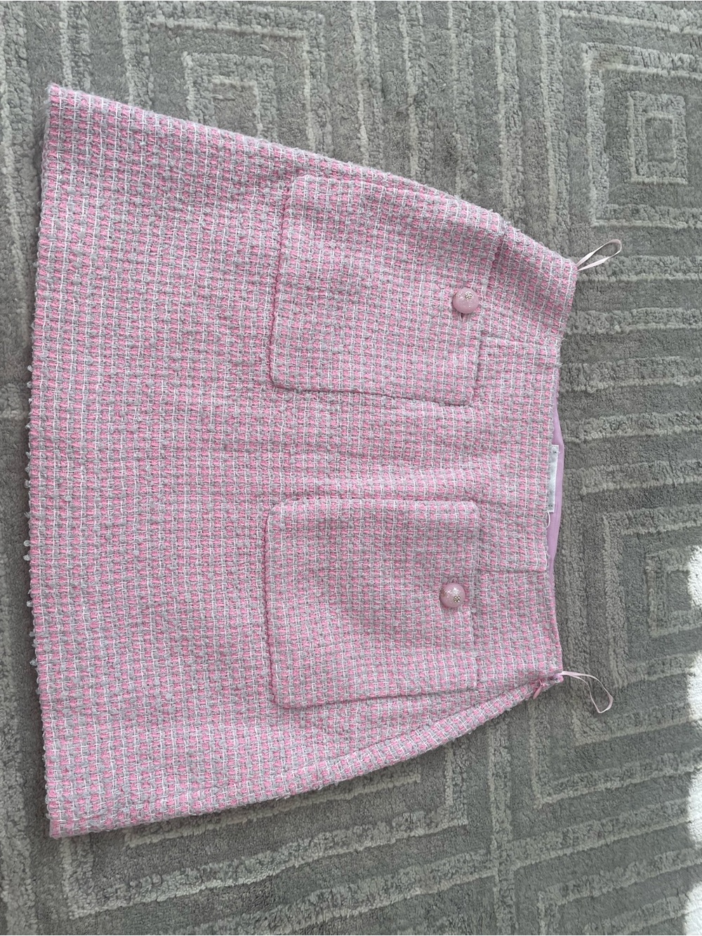 CHANEL Pink Tweed Pencil Skirt with Front Patch Pockets